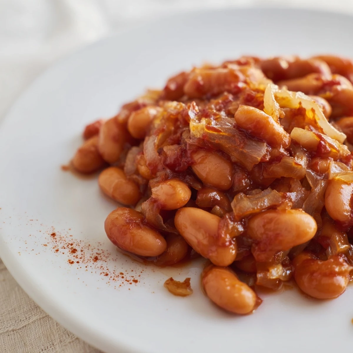 Steaming Baked Beans bubbling in a Dutch oven with a thick, rich tomato sauce for a comforting meal.