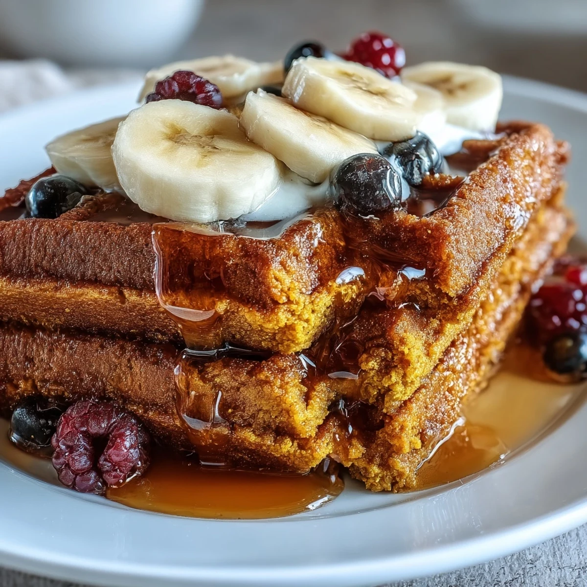 Stack of warm Anti-Inflammatory Adaptogenic Turmeric Waffles with a sprinkle of chopped nuts, ready to be served for a nourishing breakfast.