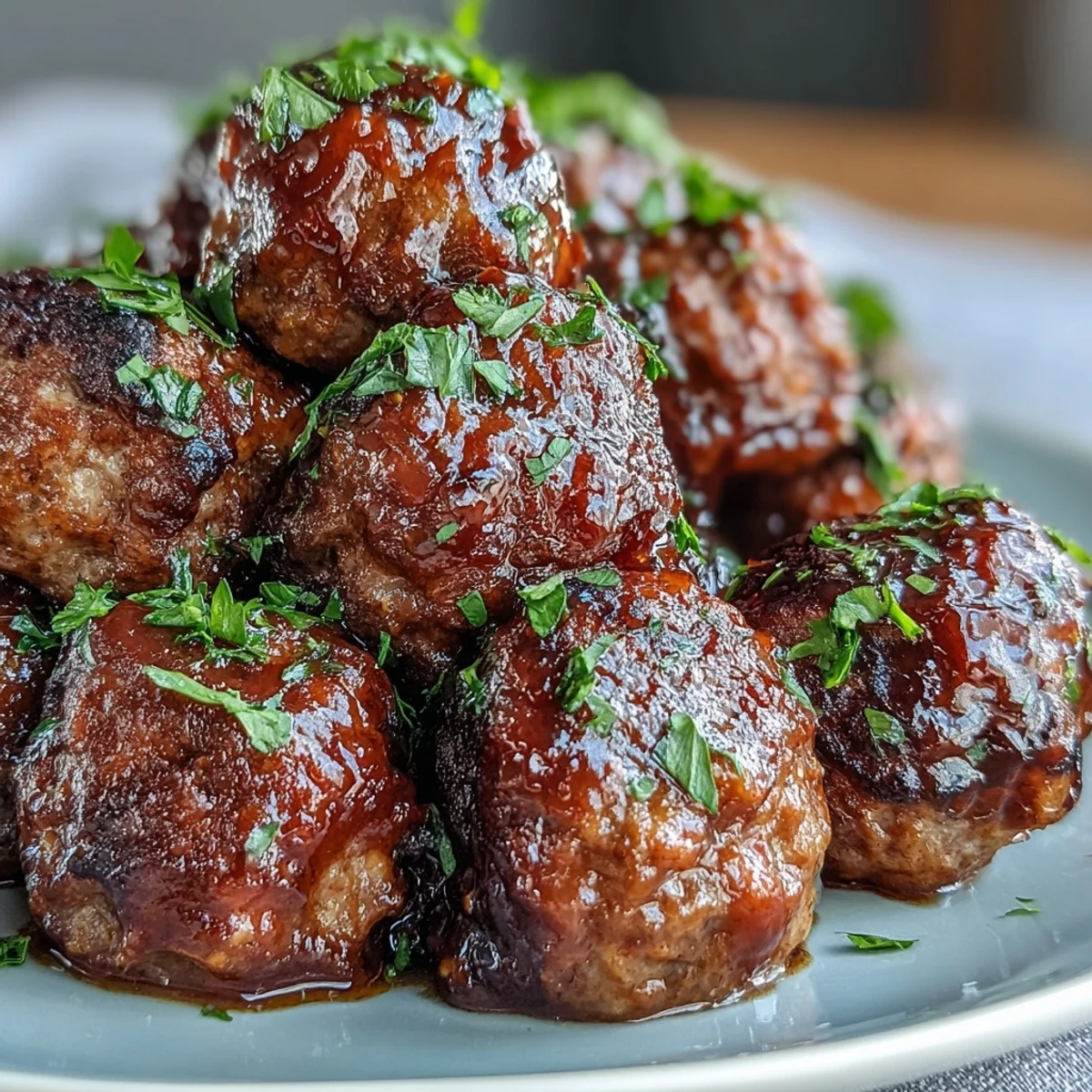 Golden brown Slow Cooker Peach Glazed Meatballs simmering in a sweet, sticky orange glaze inside a slow cooker.