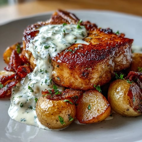 Tender Crockpot Ranch Pork Chops served with creamy gravy over soft carrots and potatoes, a rustic one-pot meal. 