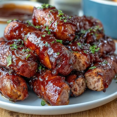 Savory Little Smokies slow-cook in sticky barbecue and apricot jam sauce, bubbling in a crock pot for party snacking.