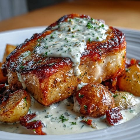 Golden-brown Crockpot Ranch Pork Chops slow-cooked to perfection, releasing savory aromas in a rich, velvety ranch sauce. 
