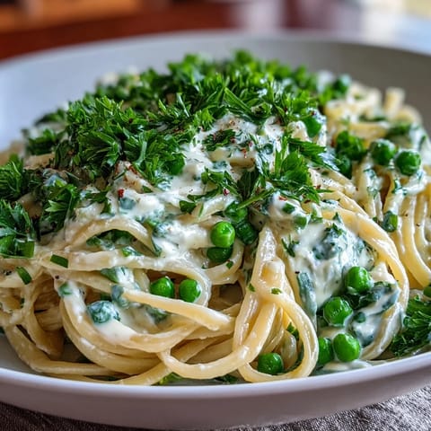 Creamy ricotta and lemon linguine with sweet peas, a bright vegetarian pasta perfect for spring meals