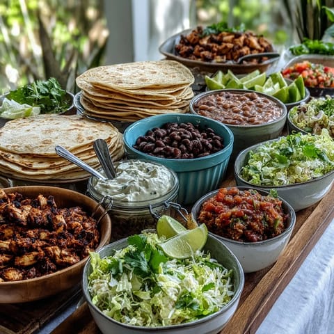 Vibrant DIY Taco Bar setup guests will love for customizing every delicious bite.