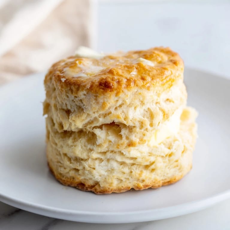 Tall, flaky buttermilk biscuits with a rich, buttery aroma, perfect for a cozy brunch.