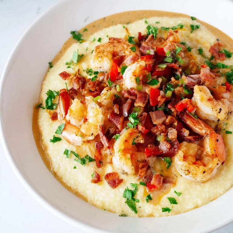 Golden, sautéed shrimp atop fresh, cheesy grits in this flavorful Shrimp and Grits recipe.
