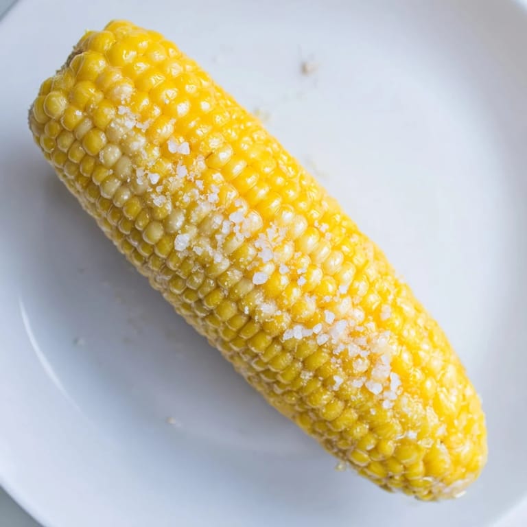Fresh, vibrant corn on the cob, a simple pleasure, perfectly seasoned and ready for a savory bite.