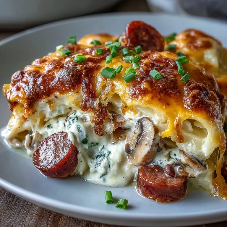 This slow-cooked Crockpot Pierogi Casserole with Kielbasa is served piping hot from the crockpot, perfect for a cozy family dinner.