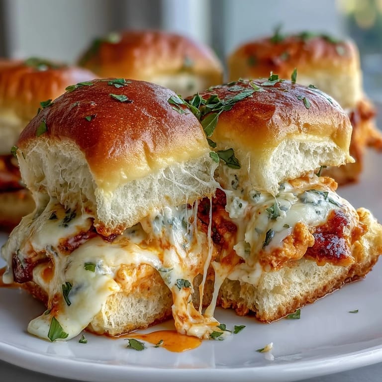 Sizzling cheesy Pizza Dip Sliders on a wooden serving board, perfect for game day parties alongside celery sticks and extra ranch dip.