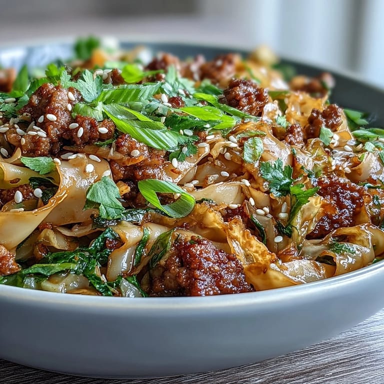 Glossy Potsticker Noodle Bowls tossed with tender noodles, crunchy cabbage, and sesame seeds, ready for chopsticks.