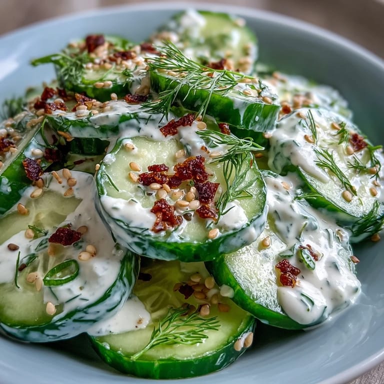 Vibrant TikTok cucumber salad featuring cool cucumbers and a tangy, seasoned dressing.