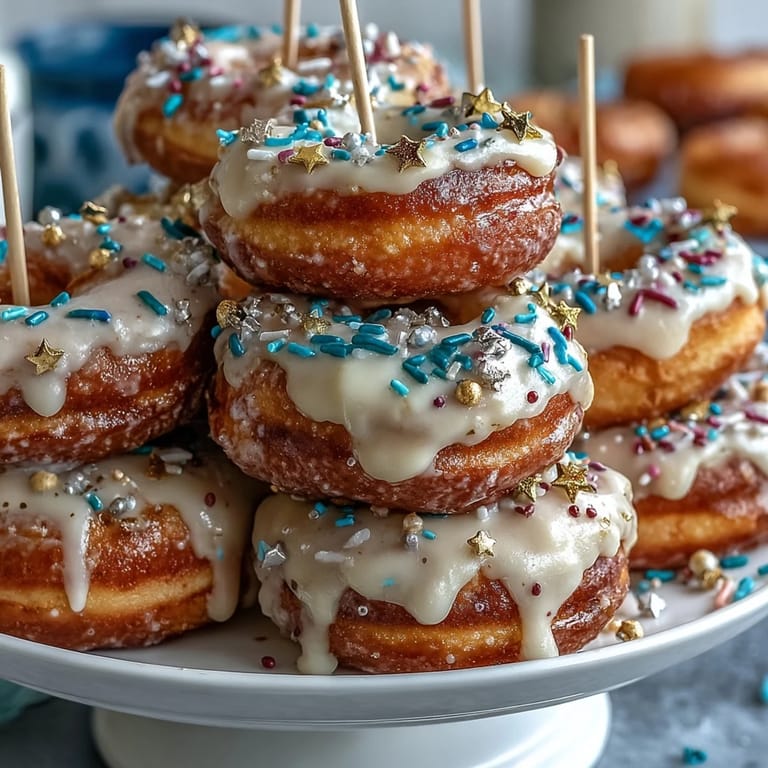 This donut tower is a fun, sprinkle-covered dessert for graduation parties.