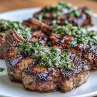 Lamb chops with mint gremolata—grilled to perfection and topped with a bright, zesty herb mixture.